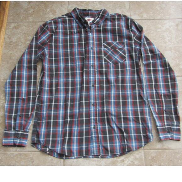 Levi's Red Tab Brown, Red, Blue Plaid Button Down Shirt - Picture 1 of 3